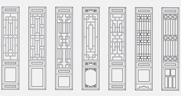 通城常用中式仿古花窗图案隔断设计图